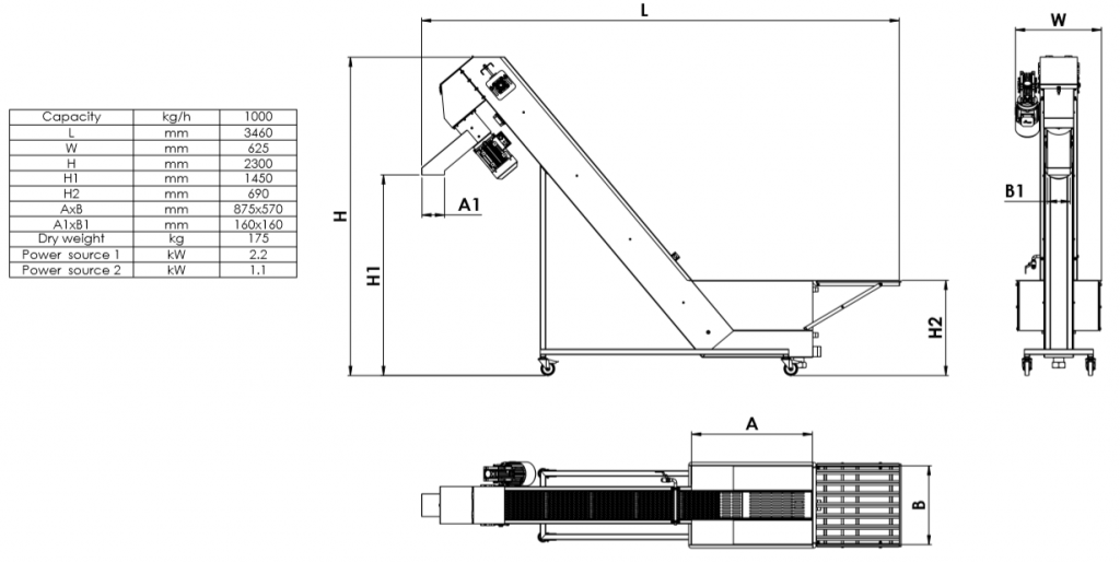 Fruit and vegetable washer grinder specification