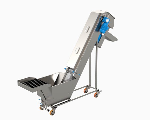 Fruit washer-elevator-grinder for fruit, berry and vegetable juice production